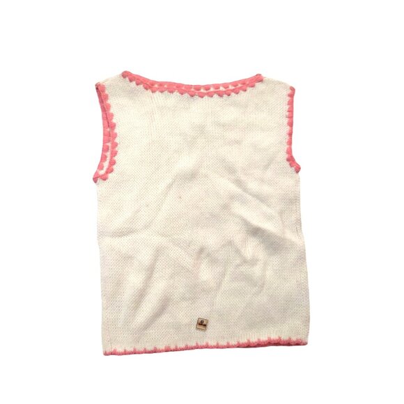 Vintage 1940s-1950s Pink White Sleeveless Knit Crewneck Sweater Top Vest - Picture 2 of 7